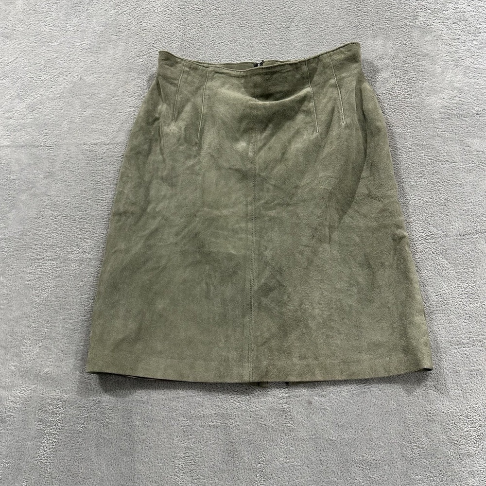 Dana Brooke Genuine Leather Pig Suede Mini Skirt Women 14 Green Y2K Vintage